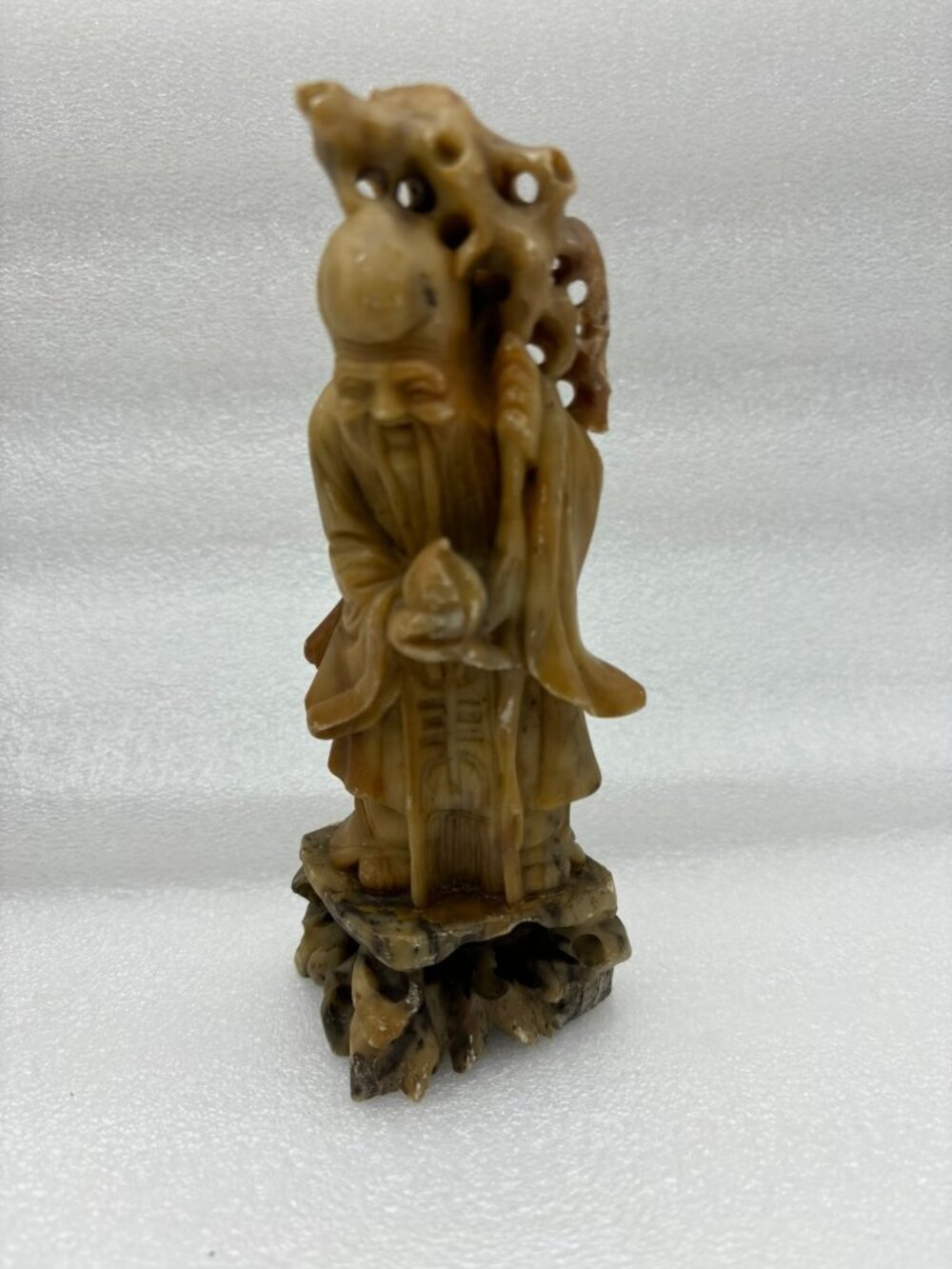 Shou Lao Chinese God of Longevity Carved Soapstone Figurine